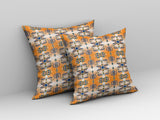 18â Orange Blue Patterned Indoor Outdoor Zippered Throw Pillow