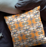 18â Orange Blue Patterned Indoor Outdoor Zippered Throw Pillow
