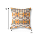 18â Orange Blue Patterned Indoor Outdoor Zippered Throw Pillow