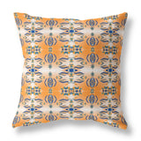 20â Orange Blue Patterned Indoor Outdoor Zippered Throw Pillow