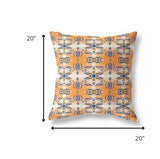 20â Orange Blue Patterned Indoor Outdoor Zippered Throw Pillow