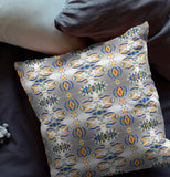 18"x18" Gray Orange Blue Zippered Broadcloth Damask Throw Pillow