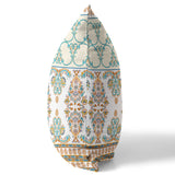 26"x26" White Teal Orange Zippered Broadcloth Damask Throw Pillow