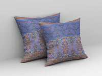 16"x16" Purple And Blue Zippered BroadCloth Damask Throw Pillow