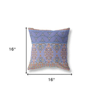 16"x16" Purple And Blue Zippered BroadCloth Damask Throw Pillow