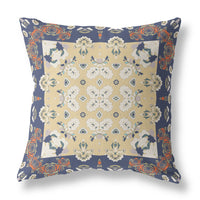 16? Blue Yellow Rose Box Indoor Outdoor Zippered Throw Pillow