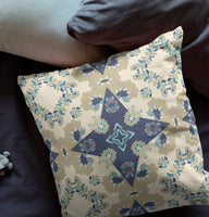 16? Sand Navy Diamond Star Indoor Outdoor Zippered Throw Pillow