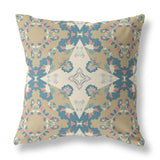 18" Brown Blue Star Indoor Outdoor Zip Throw Pillow