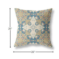 26" Brown Blue Star Indoor Outdoor Zip Throw Pillow