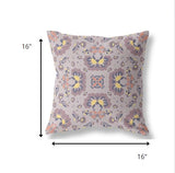 16" Pale Purple Floral Indoor Outdoor Zip Throw Pillow