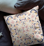 18" Navy White Filigree Indoor Outdoor Zip Throw Pillow