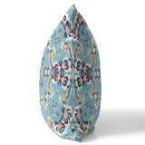 26" Blue Peach Filigree Indoor Outdoor Zip Throw Pillow