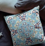 26" Blue Peach Filigree Indoor Outdoor Zip Throw Pillow