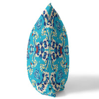 20" Cyan Blue Filigree Indoor Outdoor Zip Throw Pillow