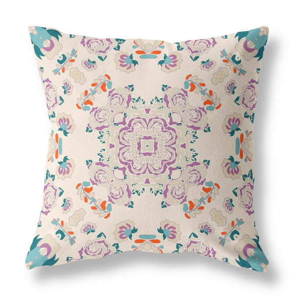 16? Purple Teal Wreath Indoor Outdoor Zippered Throw Pillow