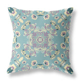 16? Blue Lavender Wreath Indoor Outdoor Zippered Throw Pillow