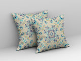18? Blue Beige Wreath Indoor Outdoor Zippered Throw Pillow