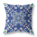 18? Blue Cream Wreath Indoor Outdoor Zippered Throw Pillow