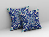 18? Blue Cream Wreath Indoor Outdoor Zippered Throw Pillow
