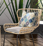 16? Blue Gold Tile Indoor Outdoor Zippered Throw Pillow