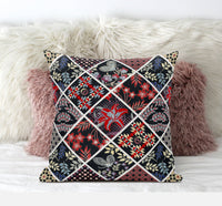 16? Black Red Patch Suede Throw Pillow