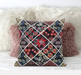 16? Black Red Patch Suede Throw Pillow