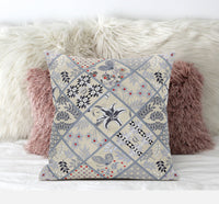 16? Cream Gray Patch Suede Throw Pillow
