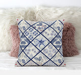 20? White Navy Patch Suede Throw Pillow