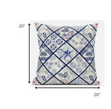 20? White Navy Patch Suede Throw Pillow