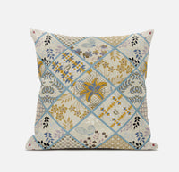 20? Gold Cream Patch Suede Throw Pillow