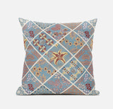 18â Blue Yellow Patch Suede Throw Pillow