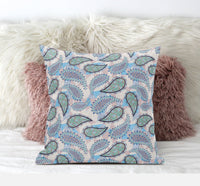 16? Blue Green Boho Paisley Suede Throw Pillow