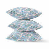18? Blue Green Boho Paisley Suede Throw Pillow