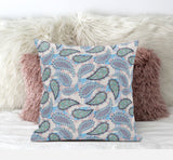 18? Blue Green Boho Paisley Suede Throw Pillow