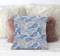 18? Blue Peach Boho Paisley Suede Throw Pillow