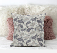 16? Gray Cream Boho Paisley Suede Throw Pillow