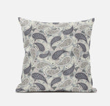 18? Gray Cream Boho Paisley Suede Throw Pillow