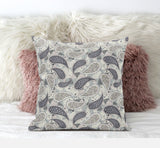 18? Gray Cream Boho Paisley Suede Throw Pillow