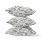 18? Gray Cream Boho Paisley Suede Throw Pillow