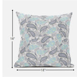 18? Gray Turquoise Boho Paisley Suede Throw Pillow