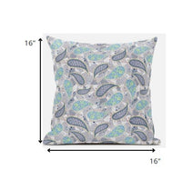 16? Gray Green Boho Paisley Suede Throw Pillow