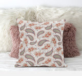 18? Red Beige Boho Paisley Suede Throw Pillow