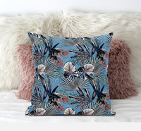 16? Black Blue Tropical Suede Throw Pillow