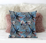 16? Black Blue Tropical Suede Throw Pillow