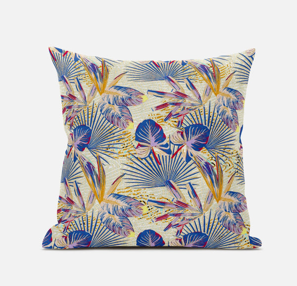 18? Blue Cream Tropical Suede Throw Pillow