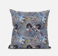 16? Indigo Gray Tropical Suede Throw Pillow