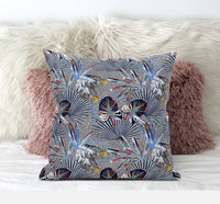 16? Indigo Gray Tropical Suede Throw Pillow