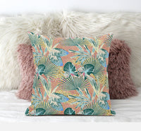 16? Blue Peach Tropical Suede Throw Pillow