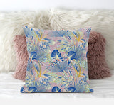 16? Blue Pink Tropical Suede Throw Pillow