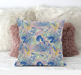 18? Blue Pink Tropical Suede Throw Pillow